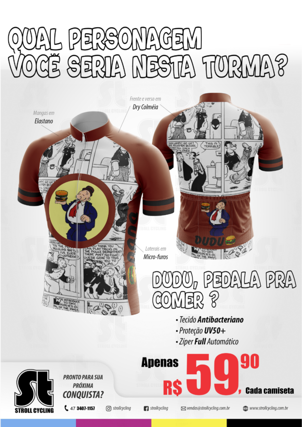 Camiseta Ciclismo Masculina Turma do Popeye